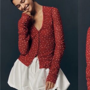 Polka Dot Ruched Top